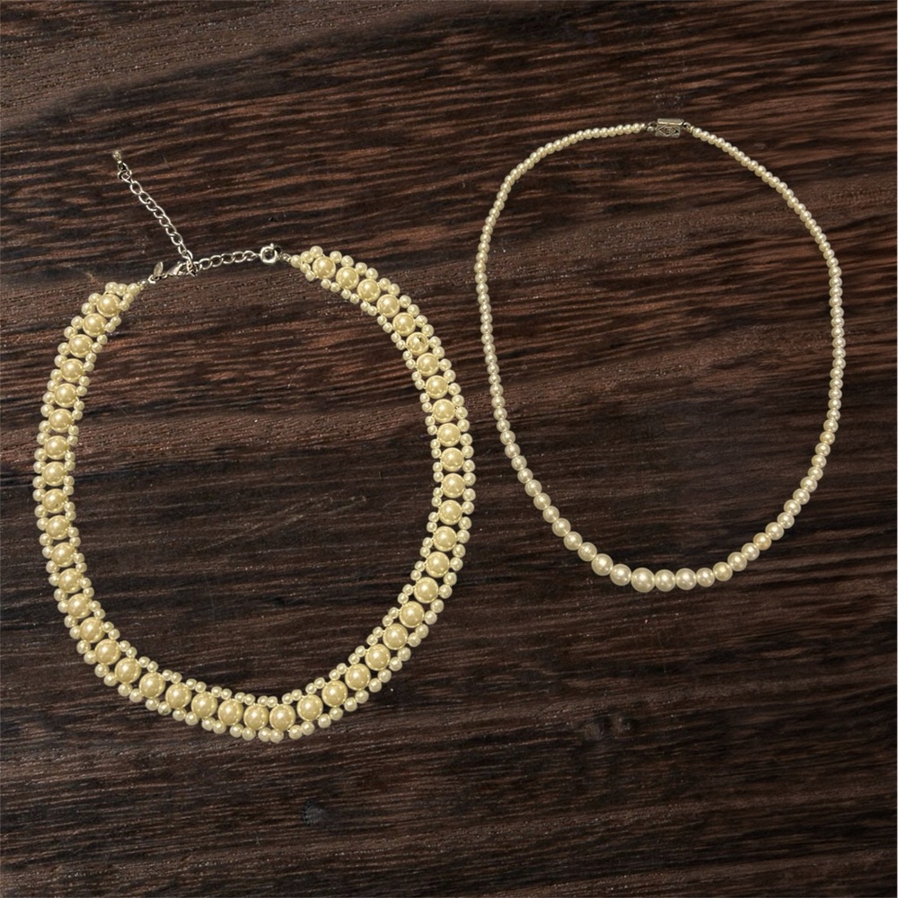 Elegant Vintage Glass Pearl Necklace Set